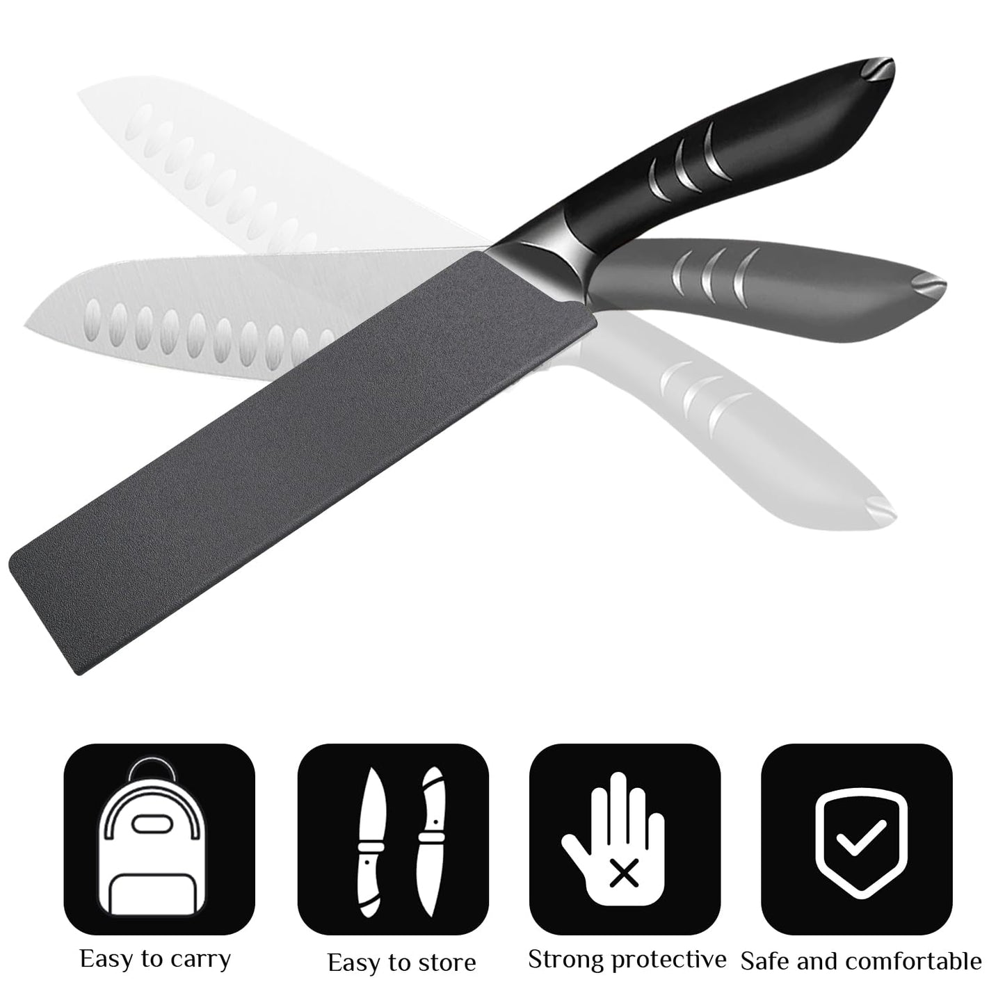 AKZYTUE 5 Pcs Universal Knife Edge Guards for 10" Knife, Kitchen Safety Knife Sheath Sleeves ABS Knife Cover Case Knife Blade Protectors