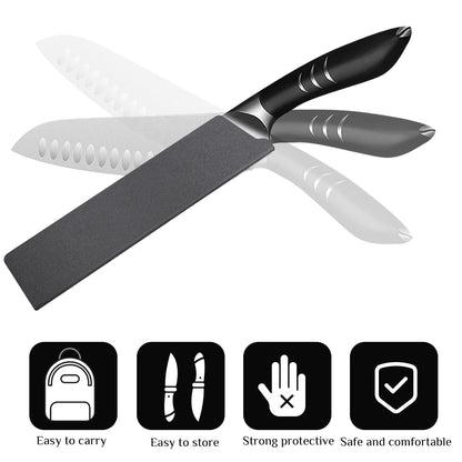 AKZYTUE 5 Pcs Universal Knife Edge Guards for 10" Knife, Kitchen Safety Knife Sheath Sleeves ABS Knife Cover Case Knife Blade Protectors