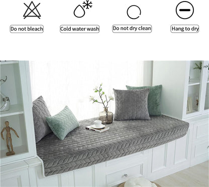 JeogYong Thick Plush Bay Window Mat, Non-Slip Crystal Velvet Cushion Pad for Indoor Tatami Sofa Decor, Modern Windowsill