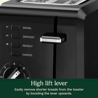 Cuisinart CPT-122BK 2-Slice Compact Plastic Toaster, Slots for Bagels & Bread, 7 Shade Settings, Cancel/Defrost/Reheat Functions, Removable Crumb Tray, Small Kitchen Appliance for Home & Office, Black