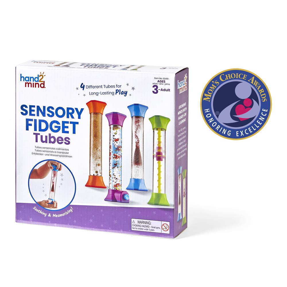 hand2mind Sensory Fidget Tubes, Sensory Toys, Travel Toys, Quiet Fidgets for Classroom, Calm Down Corner Supplies, Anxiety Relief Items for Kids, Toddler Stocking Stuffers, for Kids
