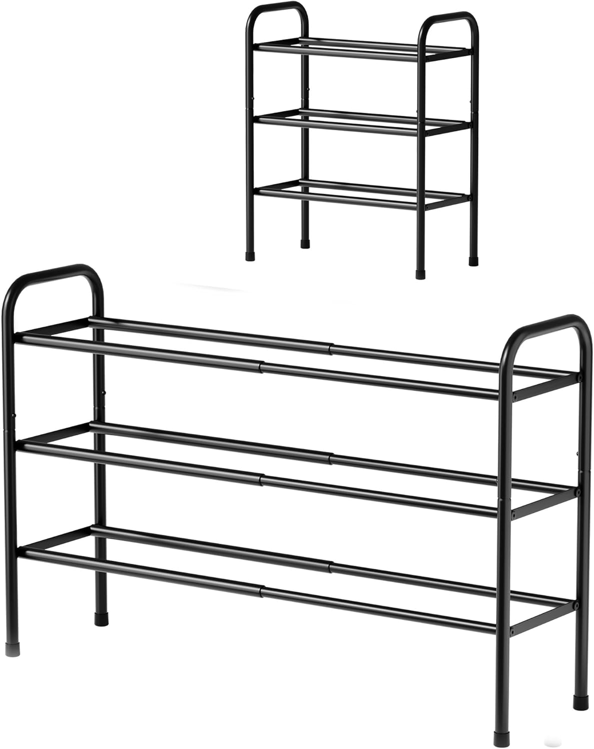 2-Tier Closet, 17.5"32.6" 9.1" 21.5", Kitsure Extendable Shoe Rack - Adjustable Metal Shoe Organizer, Sturdy