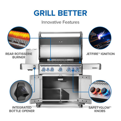 Napoleon Rogue PRO-S 625 Propane Gas Grill with Infrared Side and Rear Burners, Stainless Steel, Durable 7-Burner Ultimate Grilling Experience