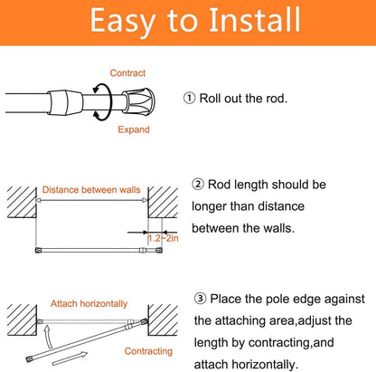Adjustable Tension Rods for Shower, Curtain, Window, 15.7 to 28 in, 2 Pack, Spring Cupboard Bars for Kitchen Utensils
