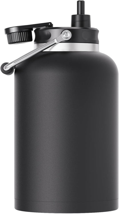 128 oz 48 Zenbo One Gallon Jug with Straw, Double Wall Vacuum Insulated Sports Water Bottle, Keeps Cold up to Hours