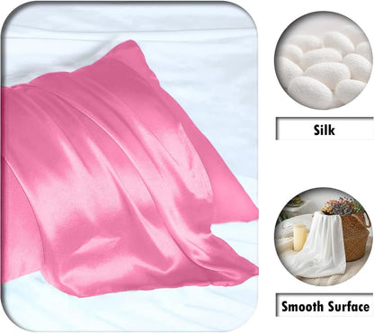 Mulberry Silk Pillow Cases - Ultra Smooth & Breathable Cooling Satin | Standard Size 20x26 Inches (Berry Red)
