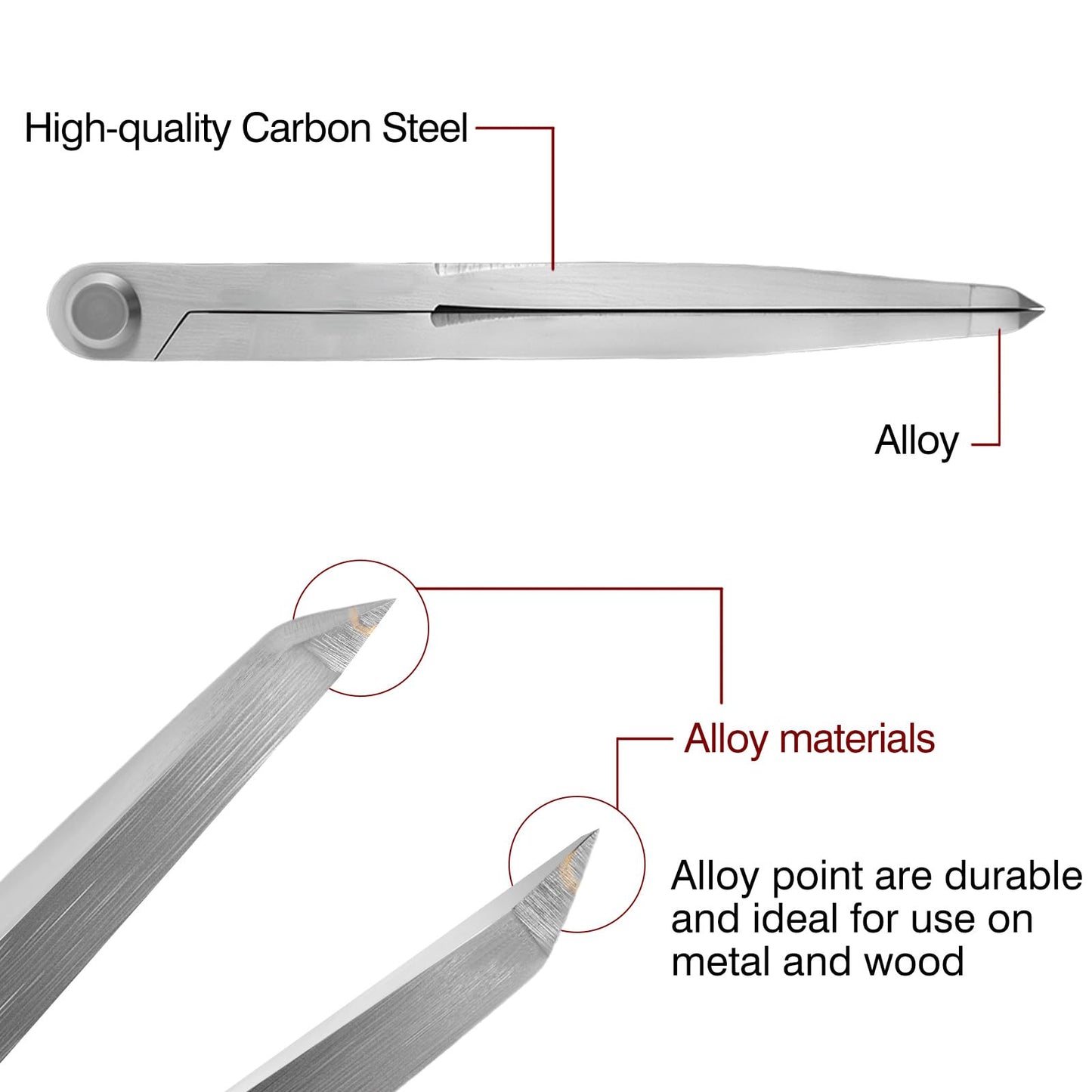 8 inch Alloy Metal Scribe Navigation Divider Scribe , Metal Divider Tool, Woodworking Scribe Machinist Geometry Tool, Divider Leather Work DIY Scribe Tool Drafting Carpenter for Geometry