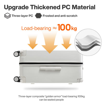 mixi 26 Inch Large Checked Luggage Suitcase with Spinner Wheels Upgrade Wide Handle PC Hard Shell Rolling Travel Suitcase with TSA Lock, Smoke White
