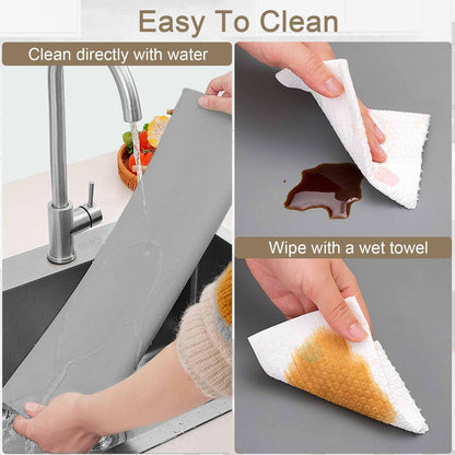 120"x24"(305cmx60cm) Large Silicone Kitchen Counter Mat, Heat Resistant Non-Slip Countertop Protector, Waterproof Multipurpose Mat for Kitchen Island, Semitransparent