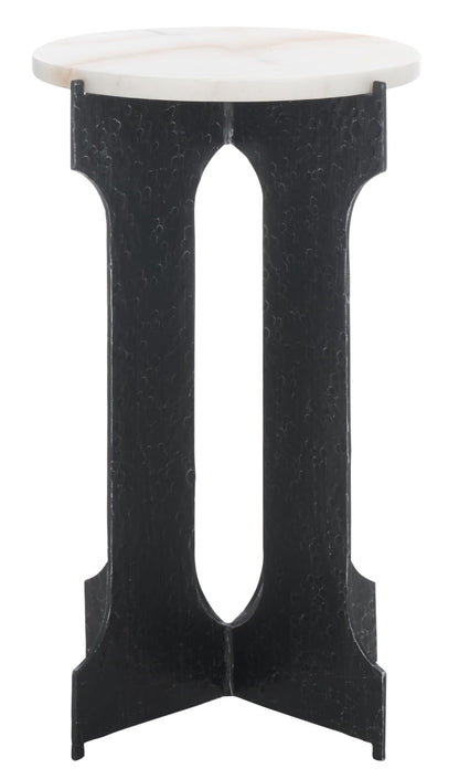SAFAVIEH Couture Collection - Tayanna Black Iron & Marble Accent Table, Modern Side Table, Minimalist Round Top Design, Fully Assembled (SFV9546A)