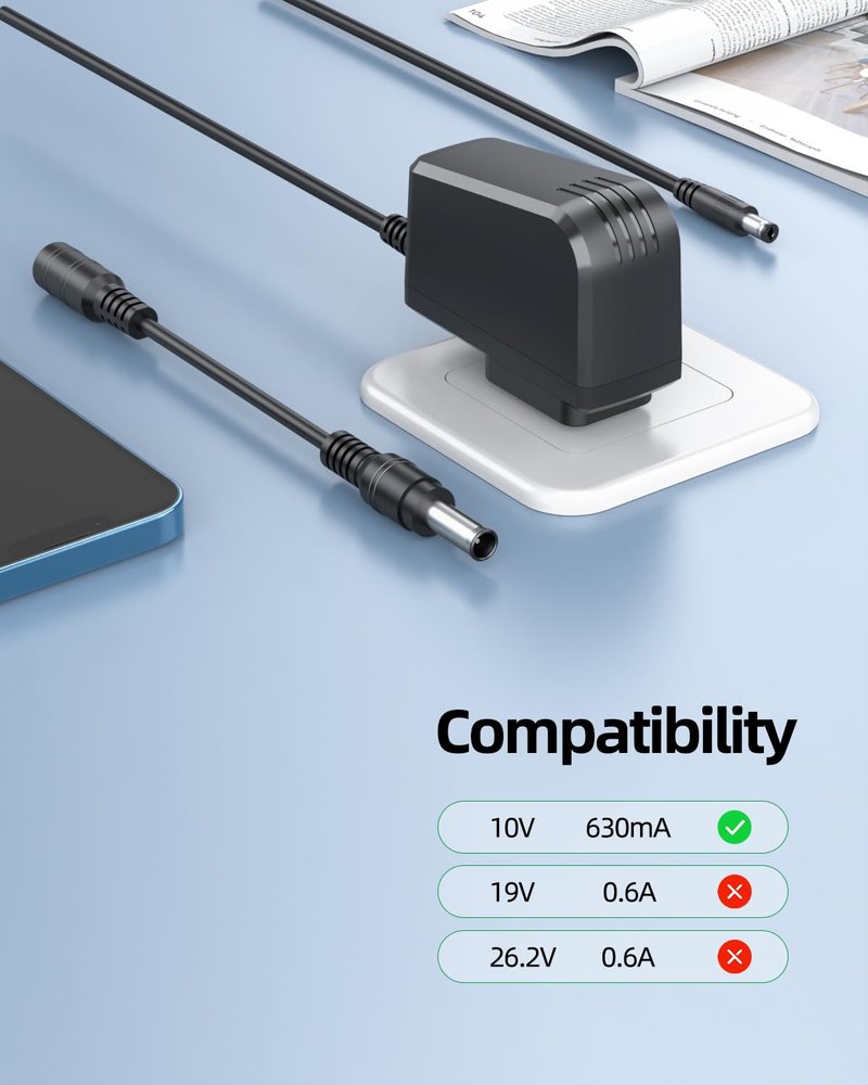 Superer 10V Charger Fit for Bissell Pet Stain Eraser Plus 3182 3180 3181 3183 2837 2842 2877 Cordless Portable Handheld Vacuum Carpet Cleaner 1627267 1611736 Power Supply Adapter Cord
