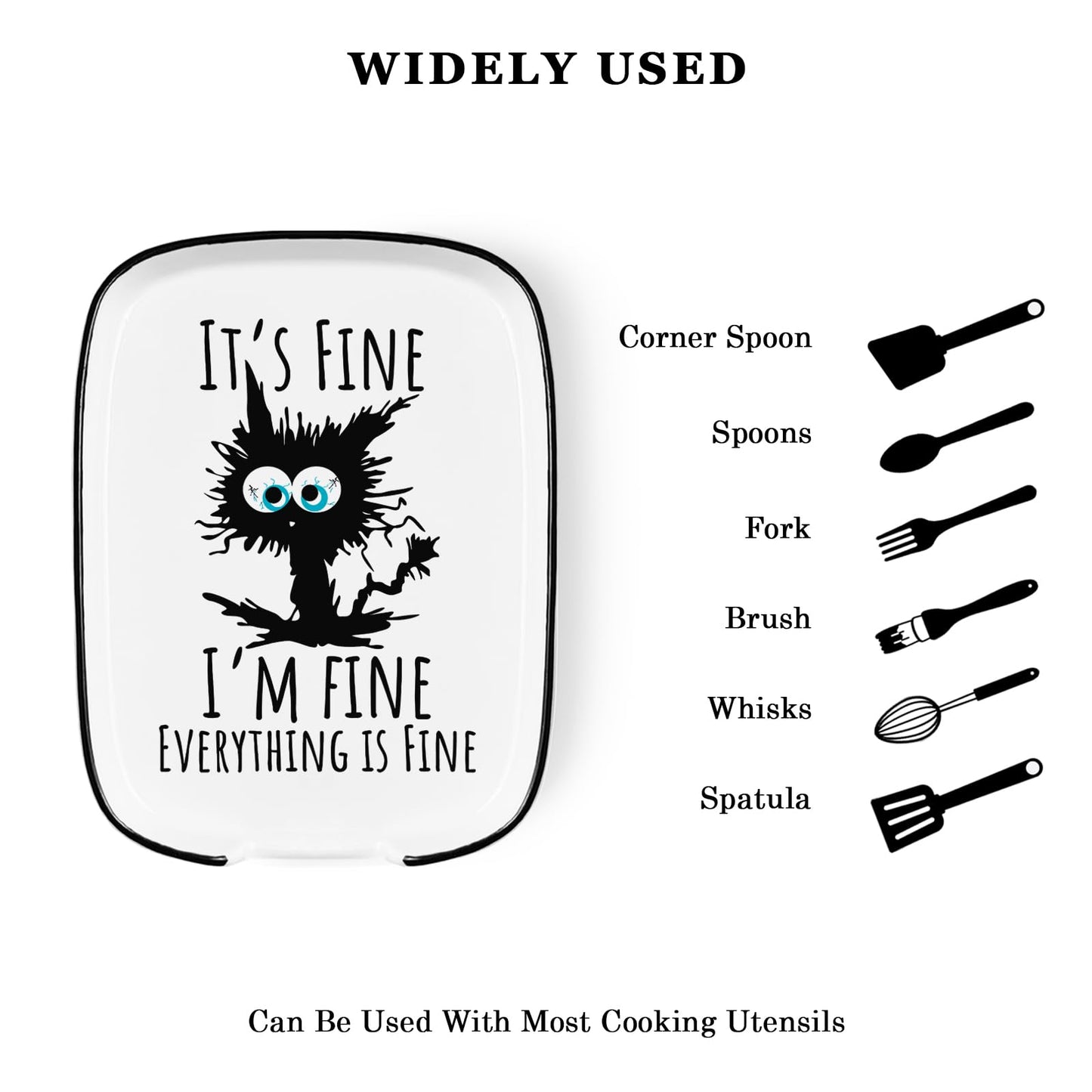 Guokoko Funny Ceramic Spoon Rest for Kitchen Stove Top Counter, Heat Resistant Spoon Holder, Cooking Utensils Holder, Kitchen Decor for Cooking Lovers, Teal Decor and Accessories Cute Cat