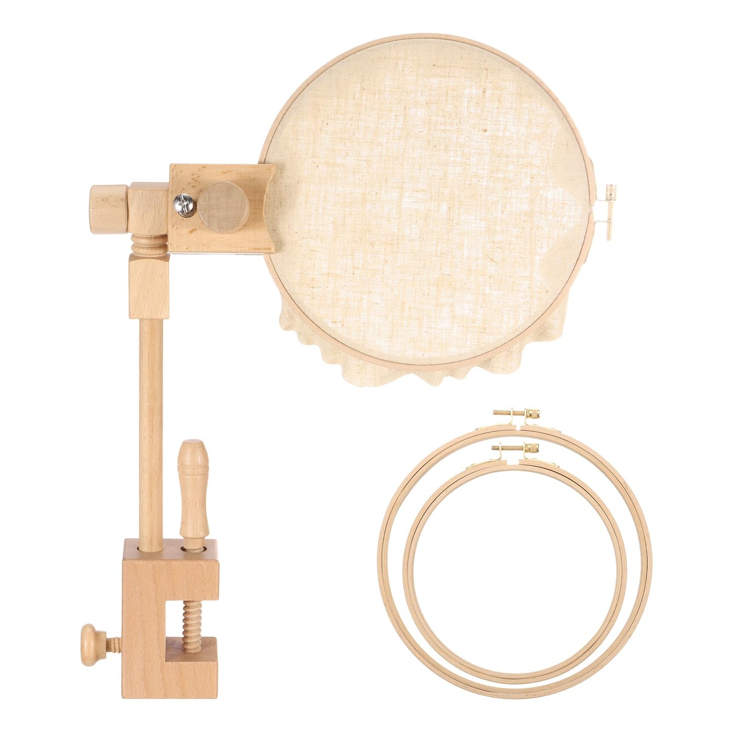 PATIKIL Embroidery Hoop Stand, Adjustable Rotated Beech Wood Cross Stitch Stand Holder for DIY Art Craft, Sewing, Needlework Projects, with 6" & 8" Embroidery Hoop