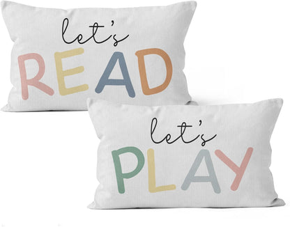 12 20 Set 2 HIWX Kids Playroom Decor, Classroom Throw Pillows Cover,Let's Read Play Decorative x Throw Pillow