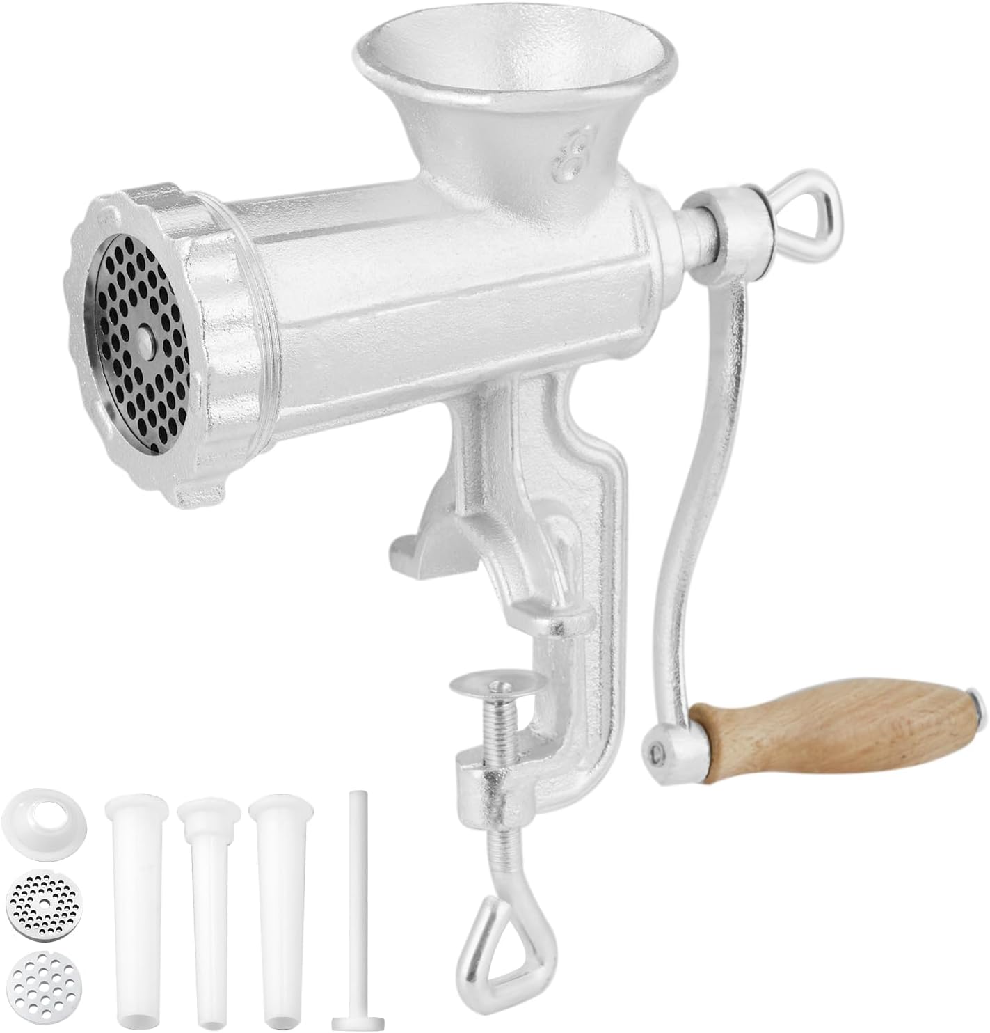 1 2 3 VEVOR Manual Meat Grinder, Heavy Duty Cast Iron Hand Meat Grinder with Steel Table Clamp, Meat Mincer Sausage