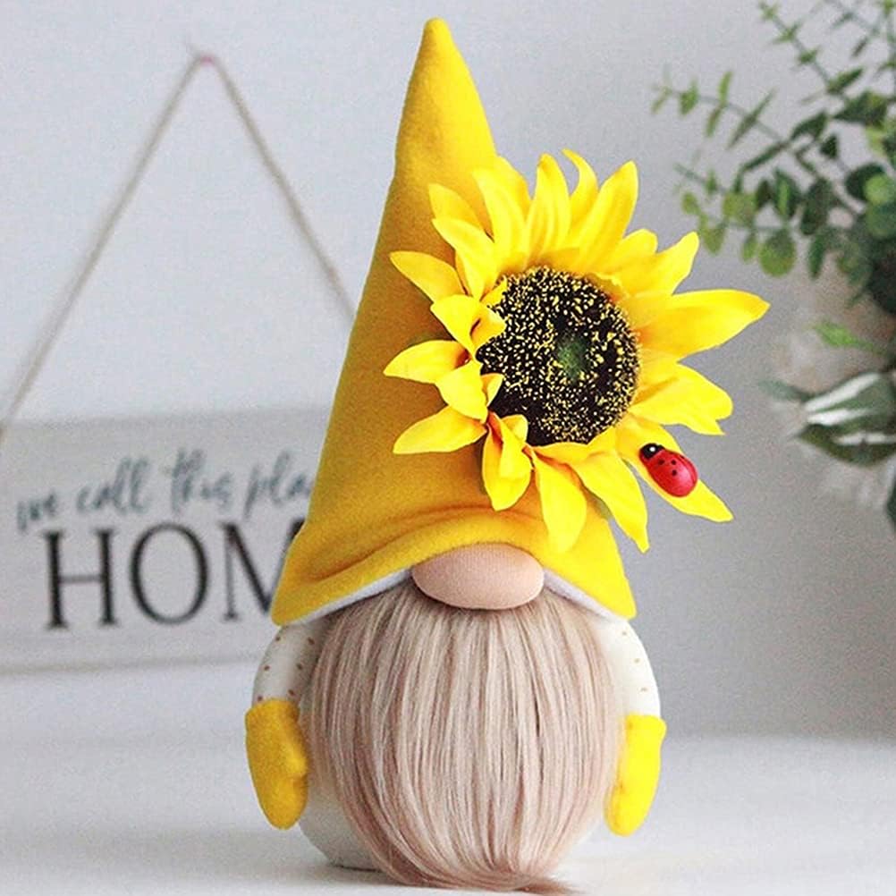 LUOZZY 3 Pcs Summer Sunflower Gnome Doll Plush, Faceless Tomte Decor for Desktop Summer Holiday Party Decorations
