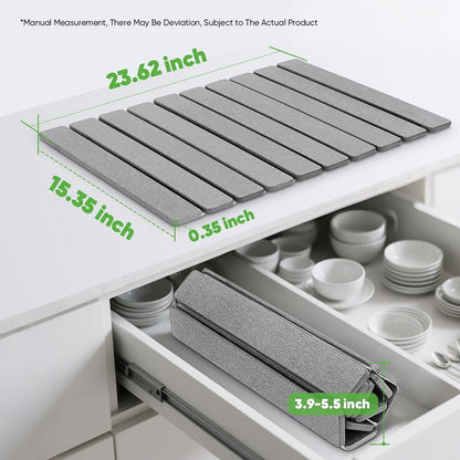 Stone Drying Mat for Kitchen Counter, Quick Diatomaceous Earth Mats for Dishes, 24"L x 16" W Super Absorbent Fast-Drying Collapsible Countertop Stone Mat (Light Grey, 24" x 16")