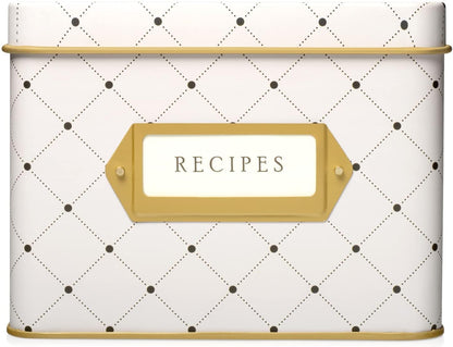 Jot & Mark Recipe Card Gift Box: 50 4x6 inch Cards with 14 Dividers in a Decorative Floral Tin Box