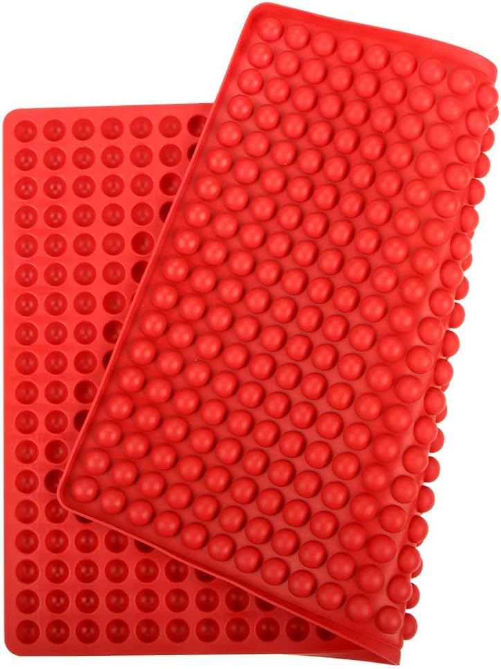 Webake Mini Round Silicone Molds, Semi Sphere Gummy Candy Chocolate Chip Molds, 468 Cavity (Red-0.5 Inch)