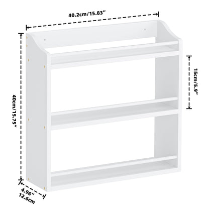 STELLSTAR Spice Rack Wall Mounted, Freestanding Spice Organizer for Countertop, Bamboo Spice Storage Holder, for Kitchen Cupboard, Pantry, Bathroom (White)