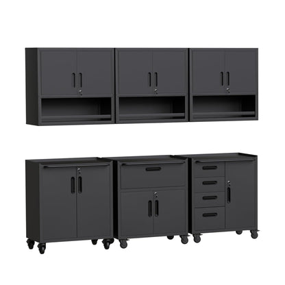 VIYET Metal Tool Cabinet,Garage Storage Cabinet System,Wall Cabinet & Locking Rolling Tool Cabinet with Doors and Adjustable Shelves,Steel Tool Cabinets for Home