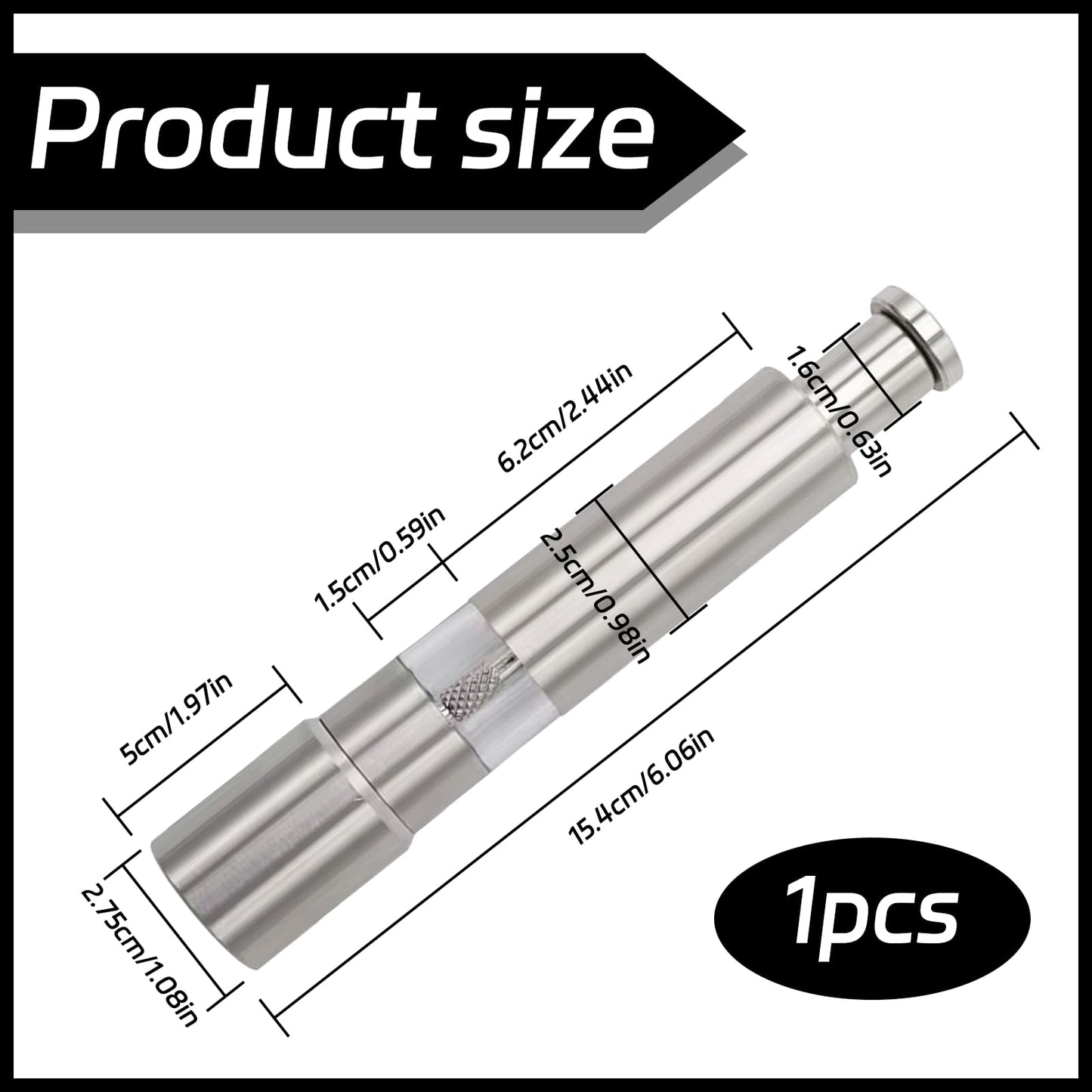 1 Pcs Salt And Pepper Grinder,Modern Thumb Stainless Steel Push Button Salt And Pepper Grinder,For Black Pepper, Sea Salt And Himalayan Salt, Spice And Salt(Silver)