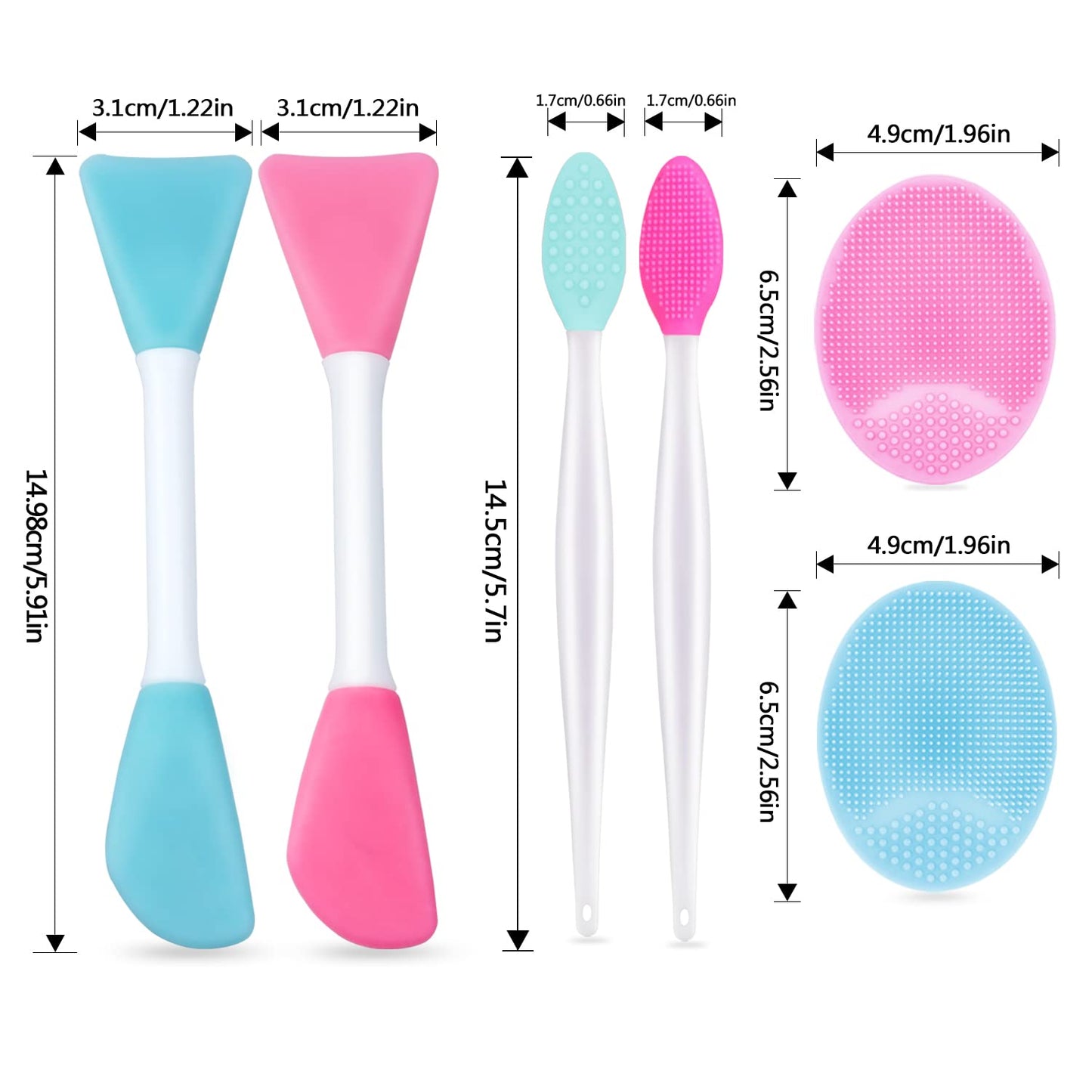 5PCS Silicone Scrubber Set, Lip & Face Cleansing Brush and 2PCS Exfoliating Face Brush for Men & Women