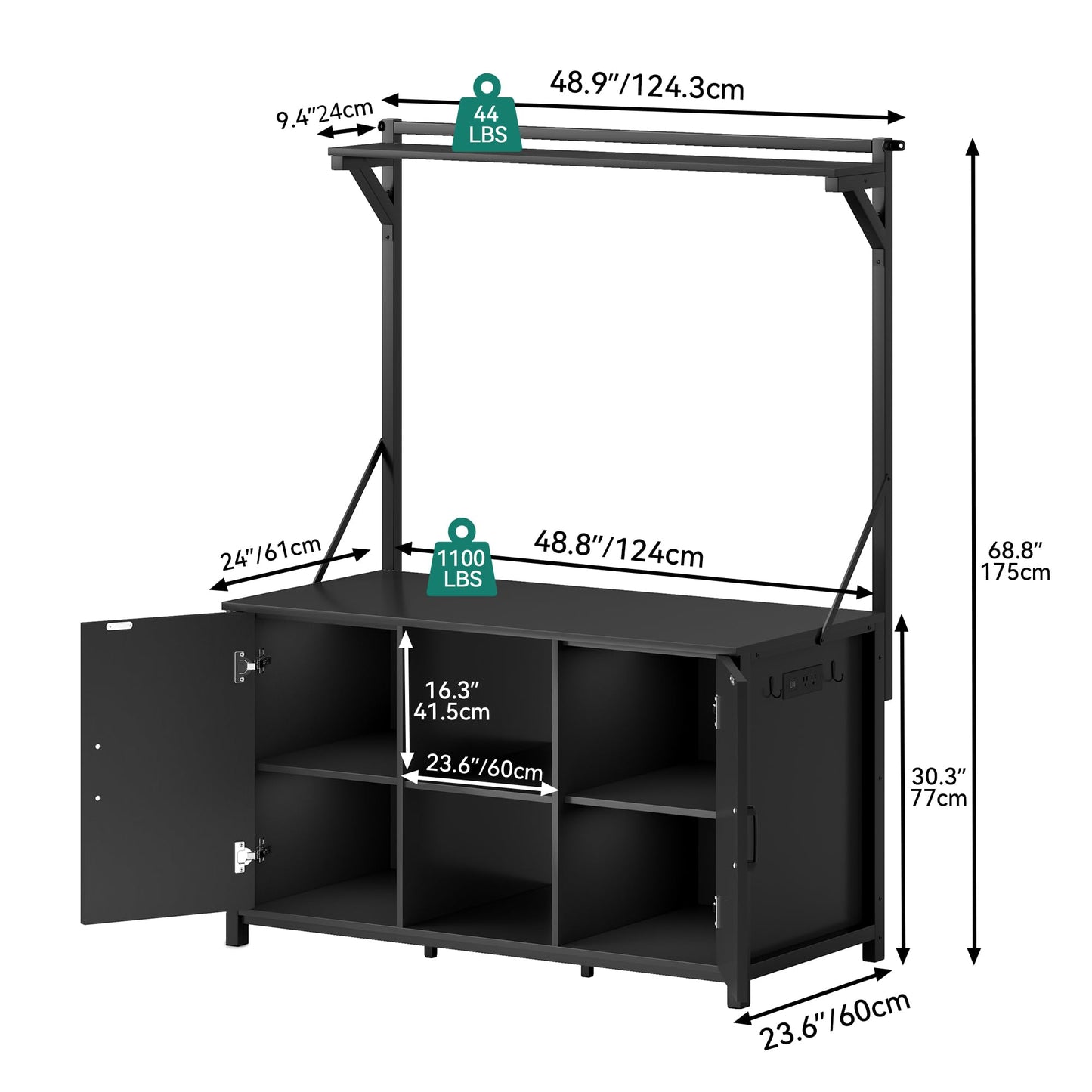 YITAHOME 120 Gallon Fish Tank Stand with Power Outlets, Heavy Duty Metal Large Aquarium Stand with Cabinet, Reptile Tank Turtle Terrariums Table for Fish Tank Accessories Storage,1100LBS Capacity