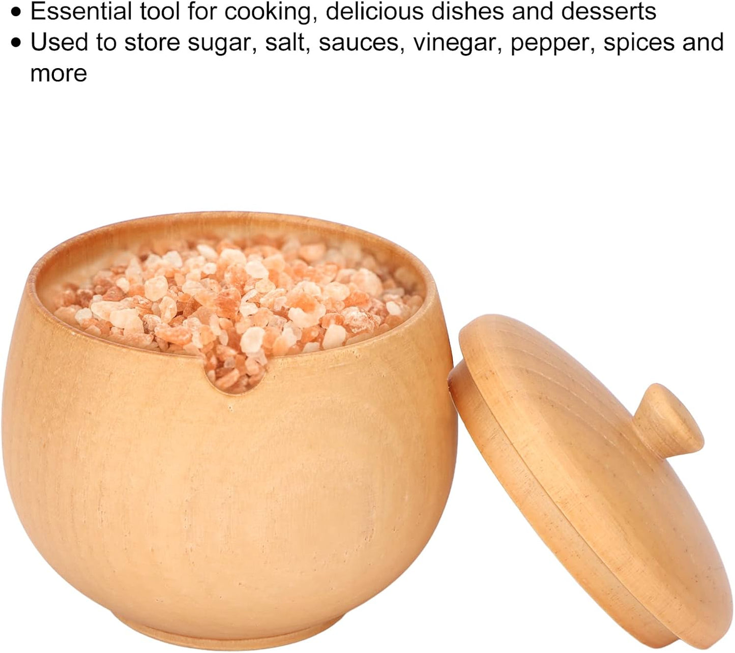 Wooden Spice Jar - Seasoning Container with Lid for Home Kitchen and Restaurant (Wood)