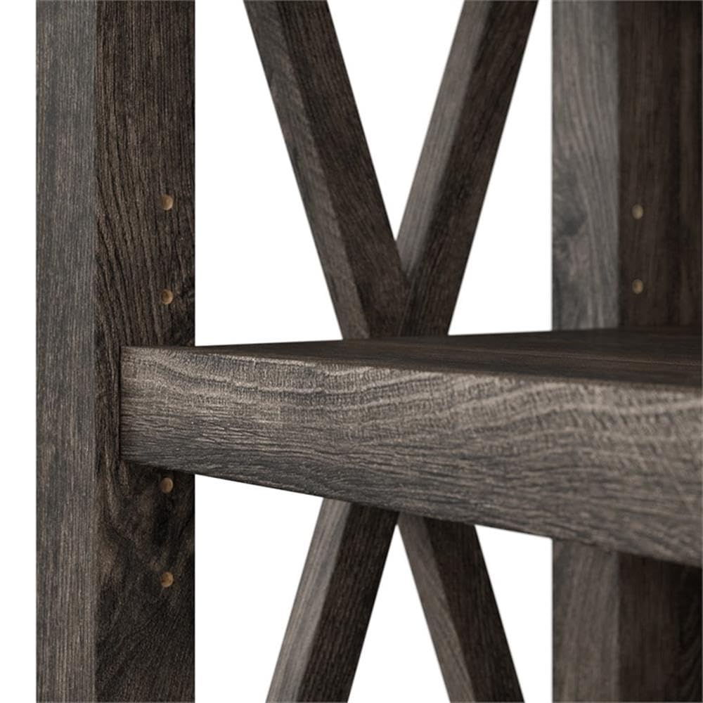 Bush Home Key West 5 Shelf Bookcase - Set of 2 | Tall Bookshelves in Dark Gray Hickory | Sturdy Display Shelves for Library, Living Room, and Home Office