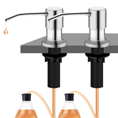 Sink Soap Dispenser, Kichen Sink Soap Dispenser, 47" Extension Tube kit, Under Sink Soap Dispenser Pump, No Need More Refills （Brushed Nickel, 2 Pack）