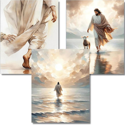 YOLENIX Diamond Art Kits for Adults Beginner,3pack Jesus DIY Modern Diamond Painting Kits 5D Diamond Dots Gem Art Crafts with Tools,Round Full Drill Crafts for Home Wall Decor&Gift-12x16in