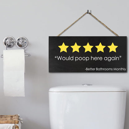 JennyGems Funny Bathroom Decor, Would Poop Here Again Sign, Wall Hanging Decorations
