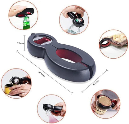 Can Opener for Seniors with Arthritis, Easy Opener with Silicone Gripper, Adjustable 6 in 1 Bottle Jar Lid Opener