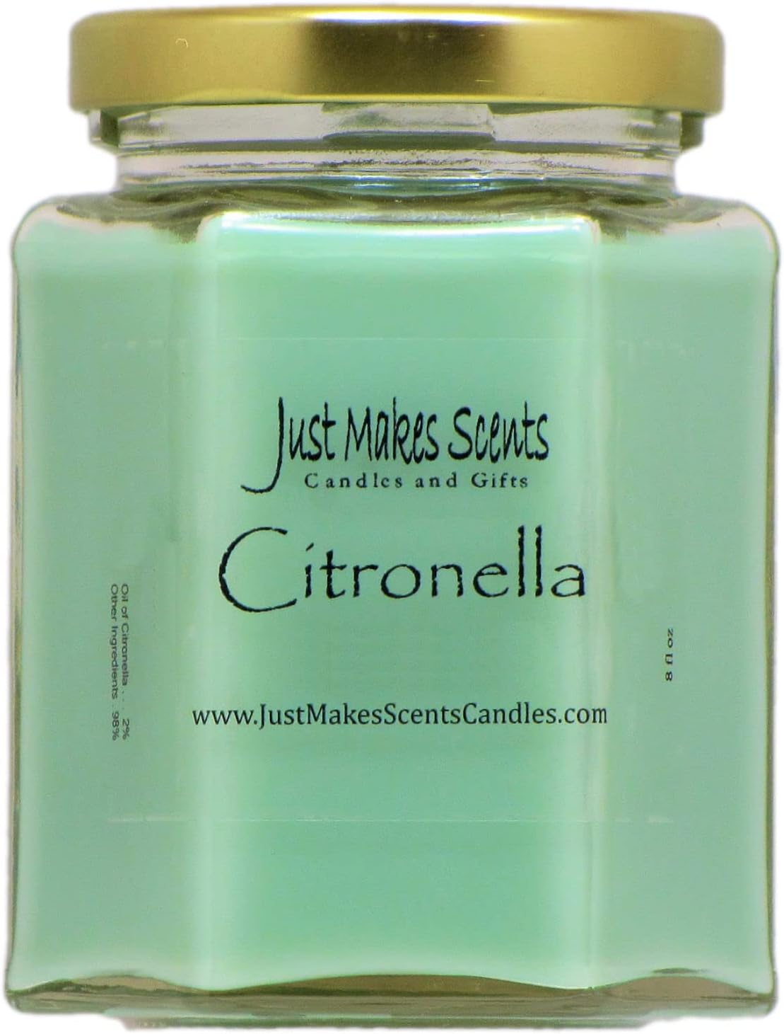 Citronella Scented Blended Soy Candle for Indoor Use by Just Makes Scents (Citronella)