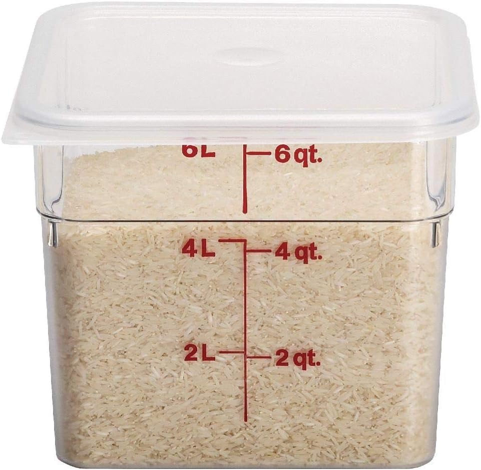 Cambro Food Storage Container, Classic Series Square, 6 QT (Quart), Commercial Grade for Food Prep