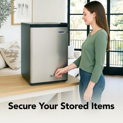 Whynter Upright Freezer with Lock, 2.1 Cu. Ft. Small Freezer Mini Freezer for Bedrooms, Dorms, Garages, Offices CUF-210SS, Stainless Steel Energy Star