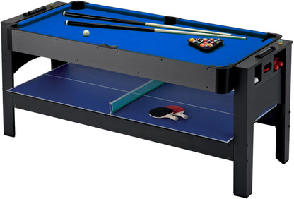 Fat Cat 3-in-1 6 Foot Flip Multi Game Table, Air Hockey Table, Pool Table, and Table Tennis Combo with 110V Motor, Includes Accessories