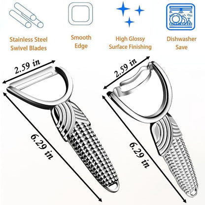 2 Packs Corn Vegetable Peelers for Kitchen,Durable Non-slip Handle Corn Cob Stripper Tool,Dishwasher Safe Kitchen Gadgets,Stainless Steel Sharp Peelers for Veggie,Fruit,Potato,Julienne,Carrot, Apple