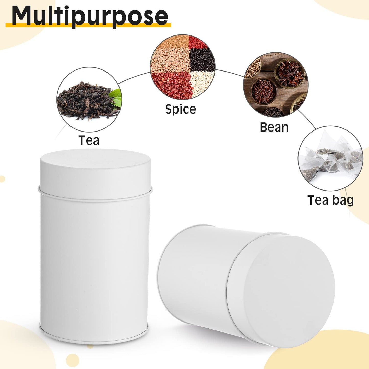 Zopeal 10 Pack Tea Tin Canister with Airtight Double Lids 16 oz Metal Round Tin Can Box with Lid Double Sealed Small Kitchen Container for Loose Tea Storage Coffee Sugar Candy Herbs and Spices