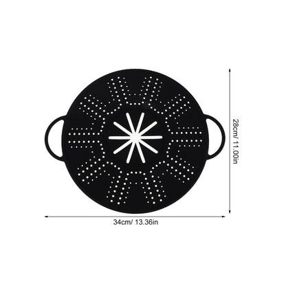 CALLARON Silicone Splatter Screen with Side Handles 13.38 Inch Frying Pan Cover Oil Splash Guard Heat Resistant Cooling Rack Multi-Use Kitchen Gadget