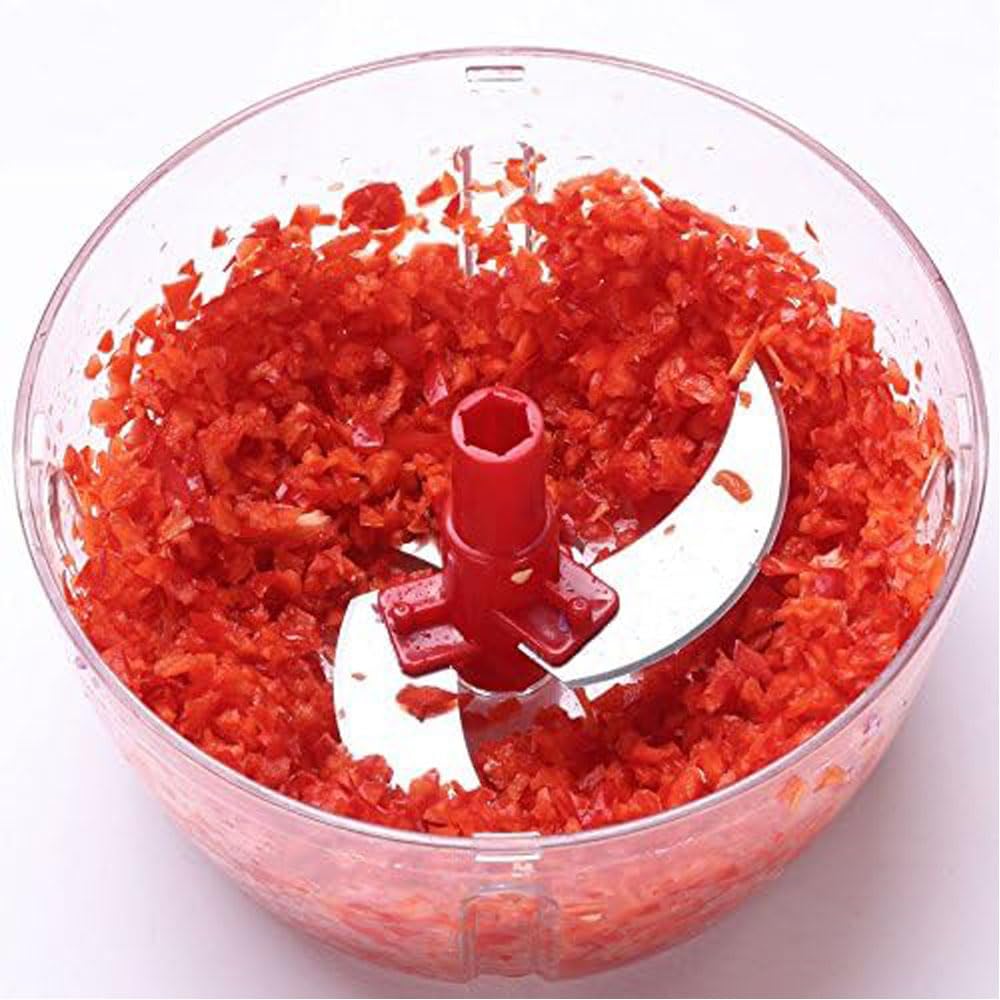 Multi-Functional Manual Food Processor,8 Cup Hand-powered Crank Chopper,Mincer Blender with Clear Container,for Vegetables Meat Fruits Nuts Herbs Onions