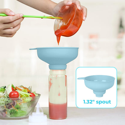 Wide Mouth Kitchen Funnel - Food Grade Plastic Canning Funnel with 4 Sizes Spouts for Mason Jars