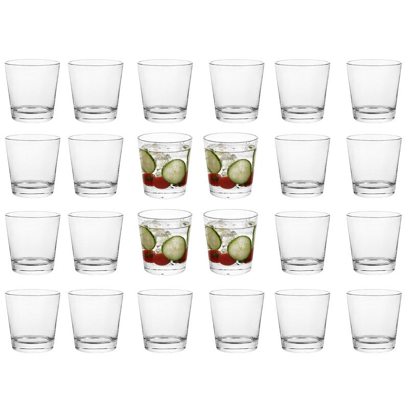 BTGLLAS 9oz Lowball Glasses, 24pc Short Glass Sets - Lead-Free Crystal Drinking Glasses for Water, Mojito, Tom Collins - Premium Bar Glassware & Cocktail Glass Set (24, Small)