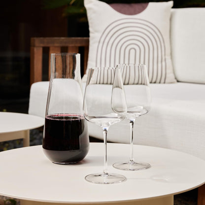 Fable Premium Wine Set - Includes 4 Crystal Wine Glasses and 1 Durable Glass Carafe - Dishwasher Safe Crystalware Bundle with Matching Carafe, Clear