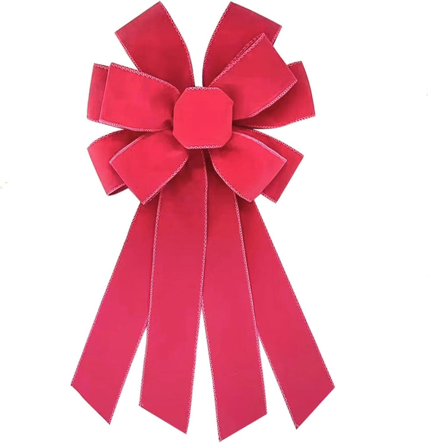 CHMOART Christmas Wreath Bow, 10 x 18 Inches Large Pink Velvet Bow, Holiday Craft Bow, Tree Topper Ornament, Home Decorations