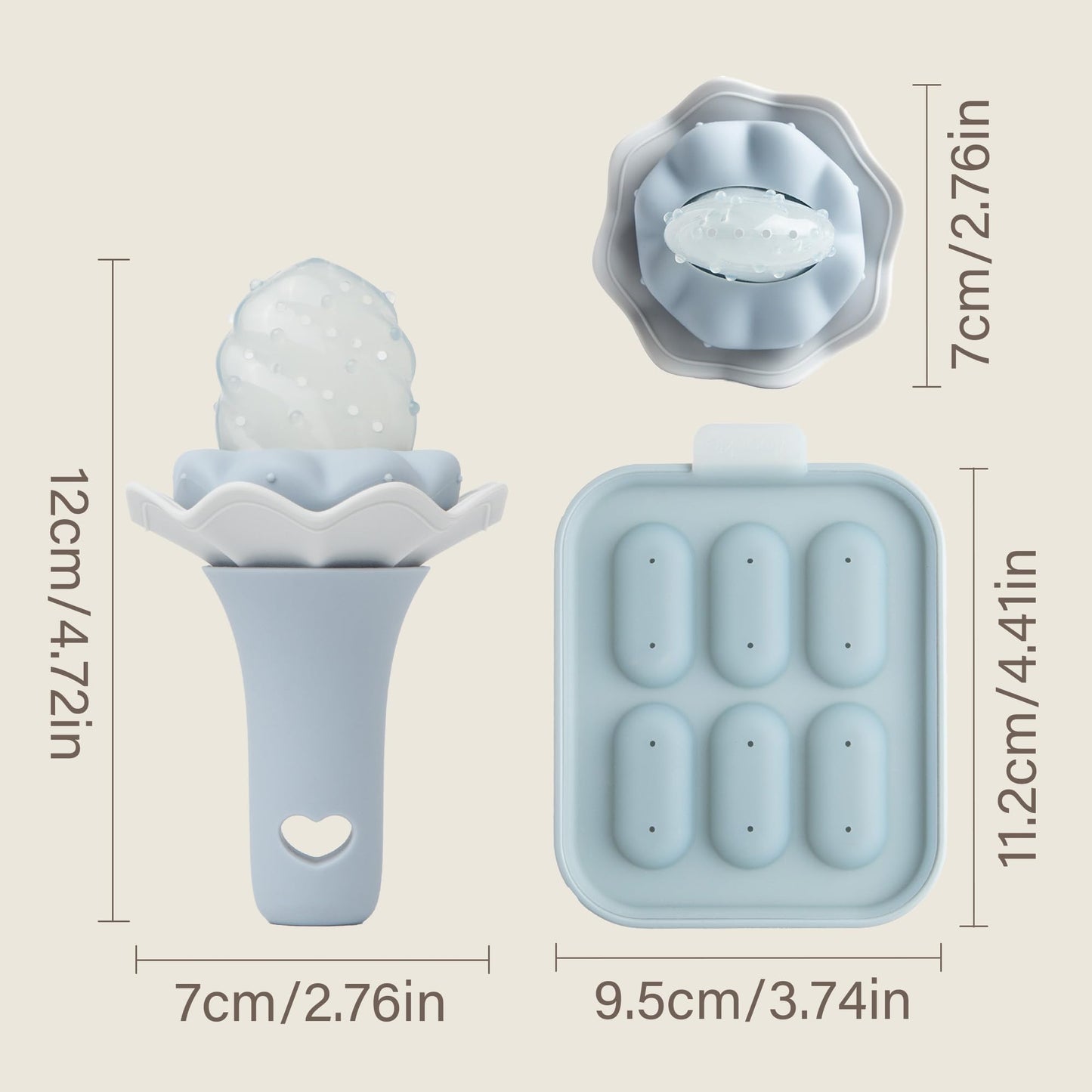 Moonkie Baby Fruit Feeder with Freezer Tray | BPA Free Silicone Infant Food Feeder | Two Sizes Pouches and Breastmilk Popsicle Molds for Cooling Relief | Baby Shower Gifts 4 Months+, 2 Pack