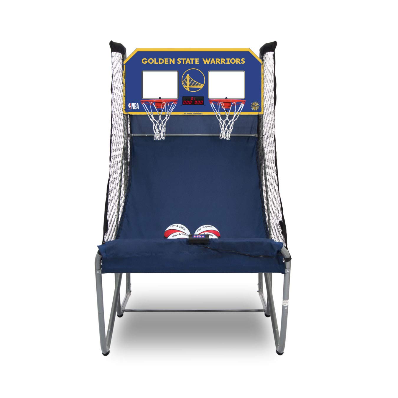 Pop-A-Shot - Home Dual Shot with Golden State Warriors NBA Graphics l Sensor Scoring l 16 Game Modes l 7 Balls l Foldable Storage l for All NBA Fans