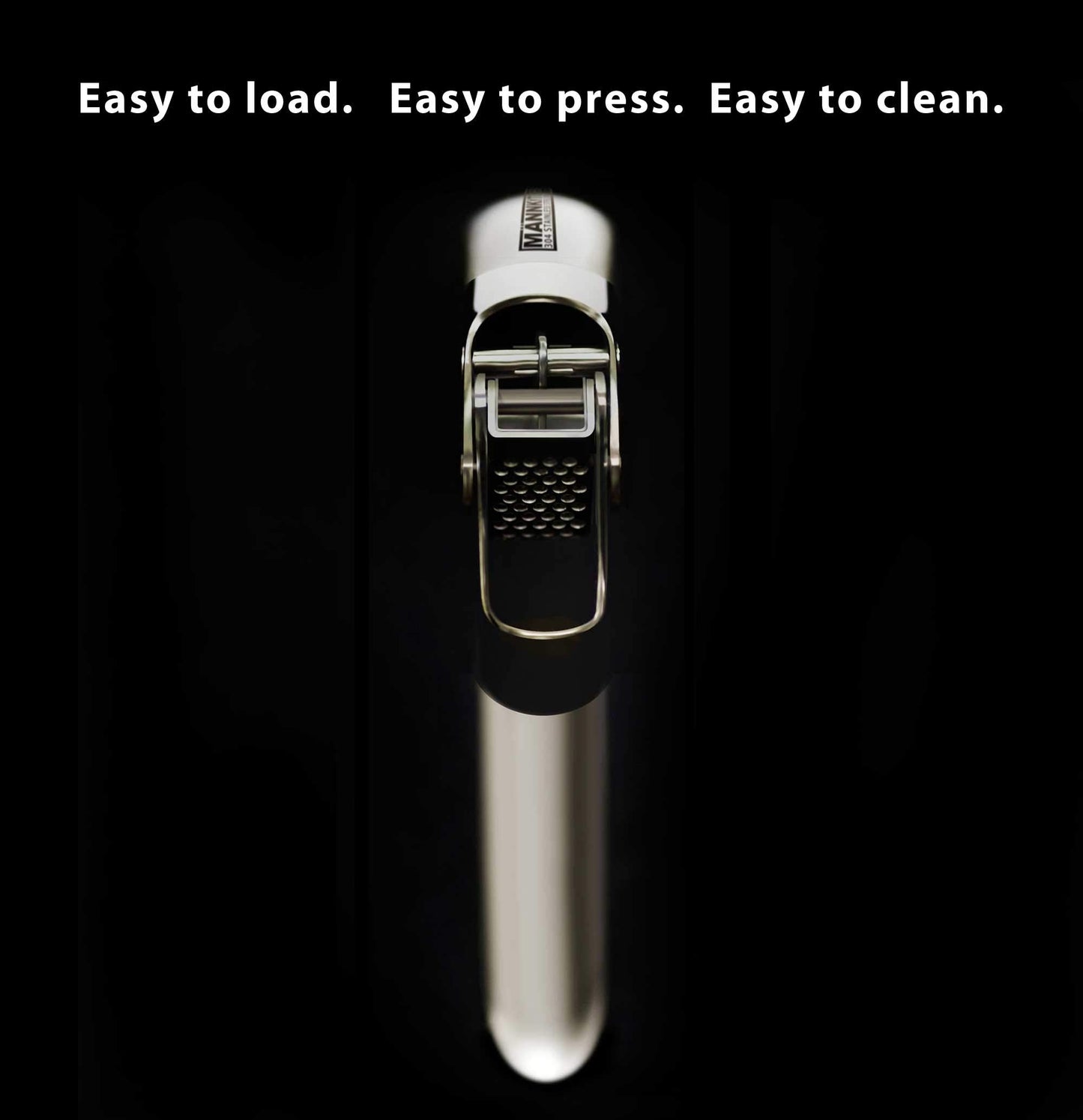 MANNKITCHEN Stainless Steel Garlic Press, Heavy Duty Professional Grade Double Lever-Assisted Garlic Mincer with High Capacity Reservoir - Easy to Clean and Rust Free Garlic Crusher