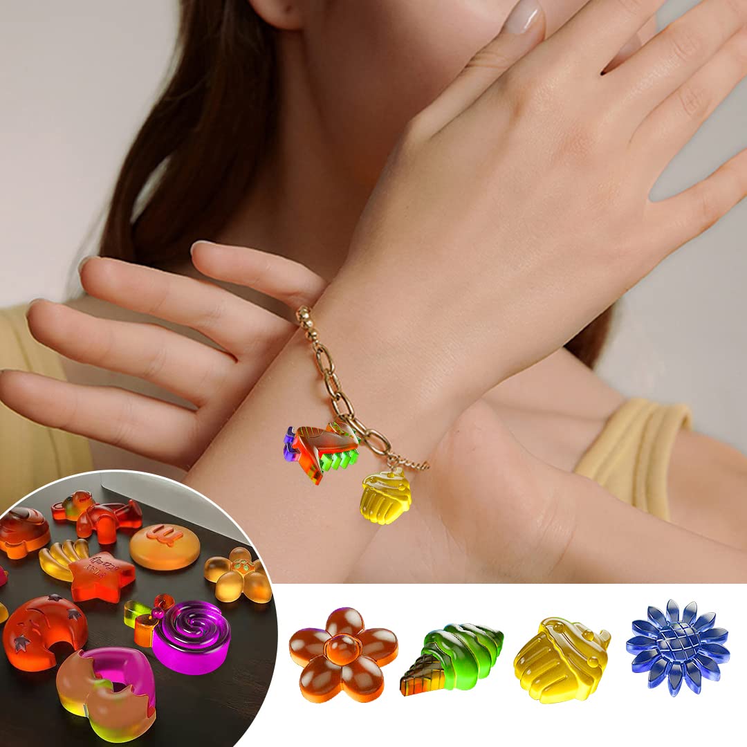 Zayookey 4pcs Shoe Charms Molds Resin Casting Cartoon Silicone Mould with 20 Buckles Small Flower Epoxy Mold for Clogs Sandals Scrapbooking DIY Phone Case Refrigerator Magnets
